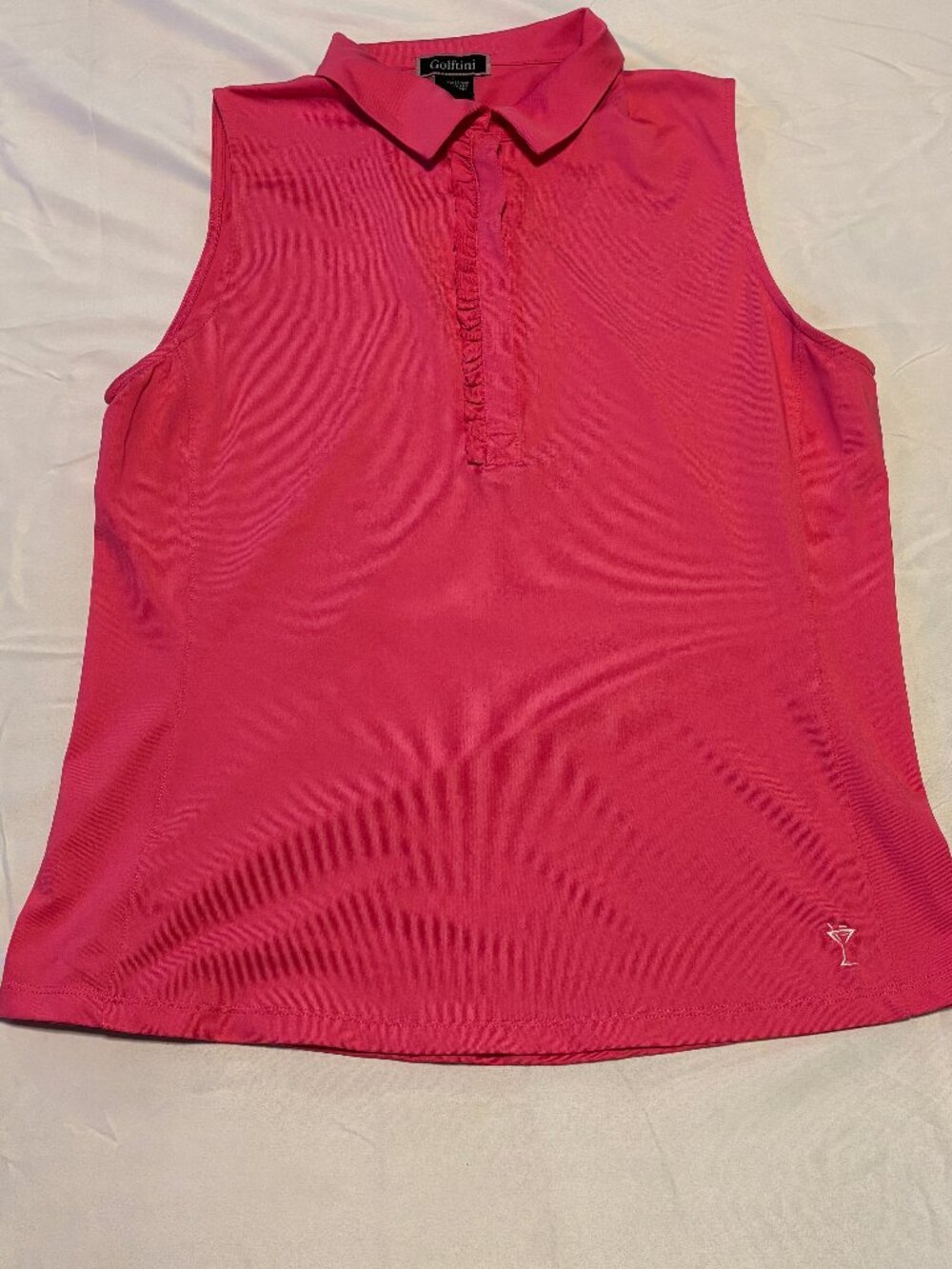 Golftini Sleeveless Ruffle Polo Women's Large Hot Pink Golf Top